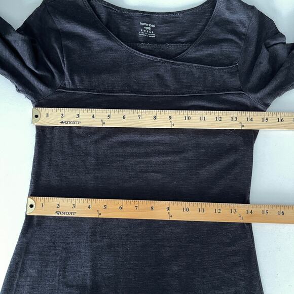 Horny Toad Women's Stretchy Knit Asymmetrical V-Neck Long Sleeve Dress S Black - Picture 8 of 10